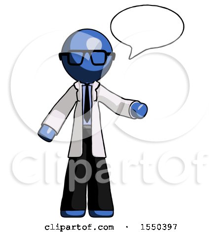 Blue Doctor Scientist Man with Word Bubble Talking Chat Icon by Leo Blanchette