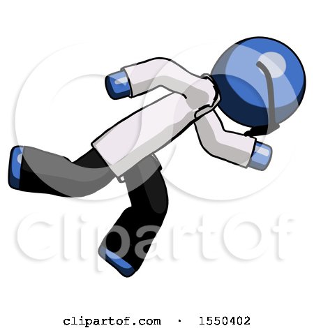 Blue Doctor Scientist Man Running While Falling down by Leo Blanchette