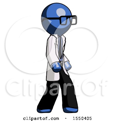Blue Doctor Scientist Man Walking Turned Right Front View by Leo Blanchette