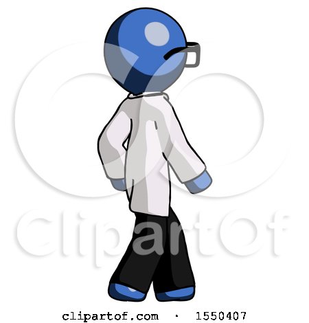 Blue Doctor Scientist Man Walking Away Direction Right View by Leo Blanchette