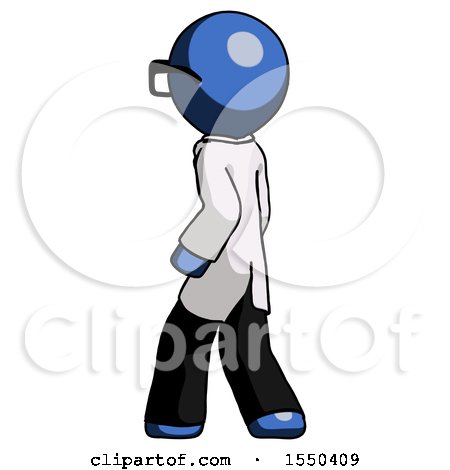 Blue Doctor Scientist Man Walking Away Direction Left View by Leo Blanchette