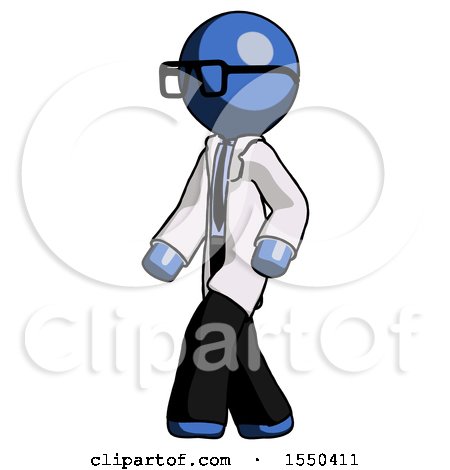Blue Doctor Scientist Man Man Walking Turned Left Front View by Leo Blanchette