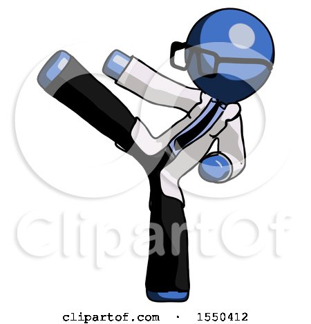 Blue Doctor Scientist Man Ninja Kick Left by Leo Blanchette