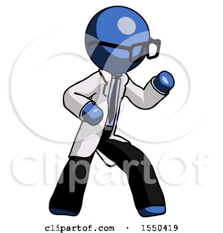 Blue Doctor Scientist Man Martial Arts Defense Pose Right by Leo Blanchette