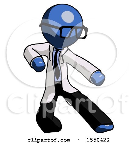 Blue Doctor Scientist Man Karate Defense Pose Right by Leo Blanchette