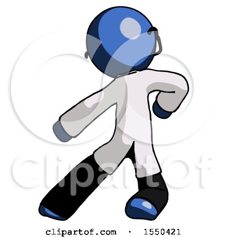 Blue Doctor Scientist Man Karate Defense Pose Left by Leo Blanchette