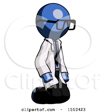 Blue Doctor Scientist Man Kneeling Angle View Right by Leo Blanchette