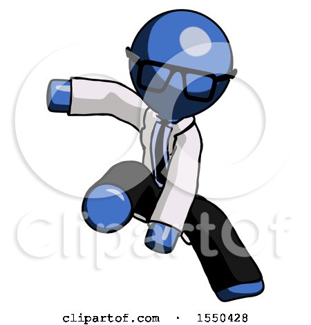 Blue Doctor Scientist Man Action Hero Jump Pose by Leo Blanchette