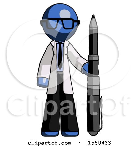 Blue Doctor Scientist Man Holding Large Pen by Leo Blanchette