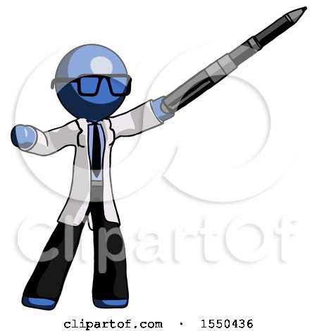 Blue Doctor Scientist Man Demonstrating That Indeed the Pen Is Mightier by Leo Blanchette