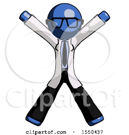 Blue Doctor Scientist Man Jumping or Flailing by Leo Blanchette