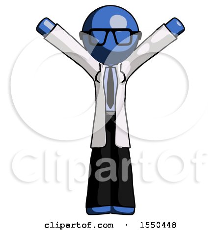 Blue Doctor Scientist Man with Arms out Joyfully by Leo Blanchette