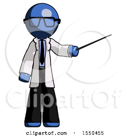 Blue Doctor Scientist Man Teacher or Conductor with Stick or Baton Directing by Leo Blanchette