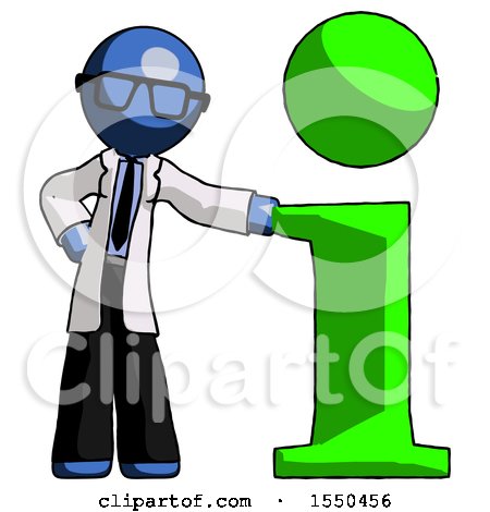Blue Doctor Scientist Man with Info Symbol Leaning up Against It by Leo Blanchette