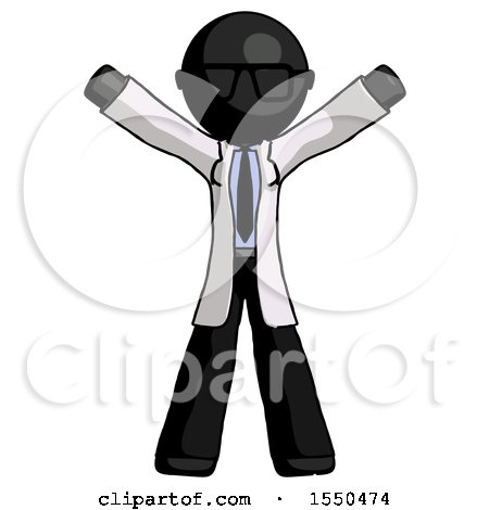 Black Doctor Scientist Man Surprise Pose, Arms and Legs out by Leo Blanchette