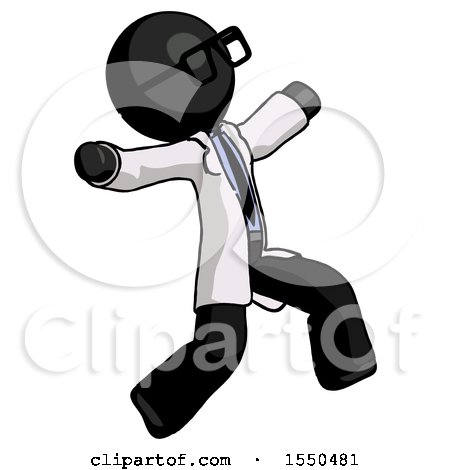 Black Doctor Scientist Man Running Away in Hysterical Panic Direction Right by Leo Blanchette