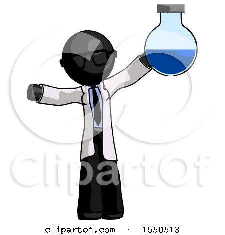 Black Doctor Scientist Man Holding Large Round Flask or Beaker by Leo Blanchette