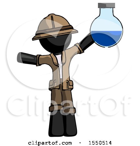 Black Explorer Ranger Man Holding Large Round Flask or Beaker by Leo Blanchette