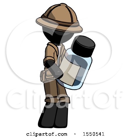 Black Explorer Ranger Man Holding Glass Medicine Bottle by Leo Blanchette