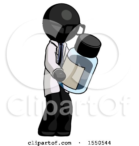 Black Doctor Scientist Man Holding Glass Medicine Bottle by Leo Blanchette