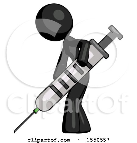 Black Design Mascot Woman Using Syringe Giving Injection by Leo Blanchette