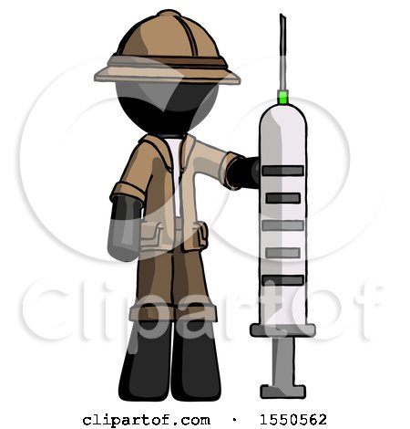 Black Explorer Ranger Man Holding Large Syringe by Leo Blanchette