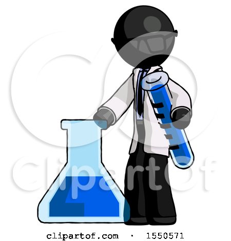 Black Doctor Scientist Man Holding Test Tube Beside Beaker or Flask by Leo Blanchette