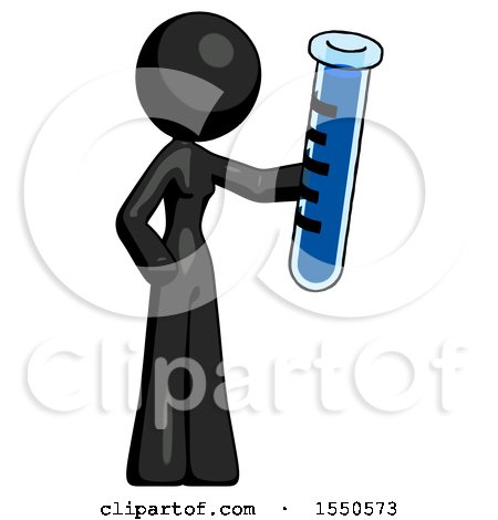 Black Design Mascot Woman Holding Large Test Tube by Leo Blanchette