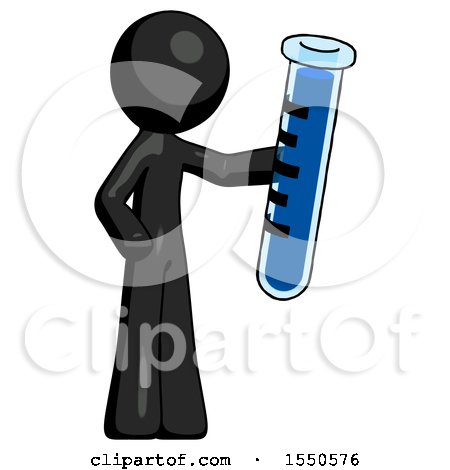 Black Design Mascot Man Holding Large Test Tube by Leo Blanchette