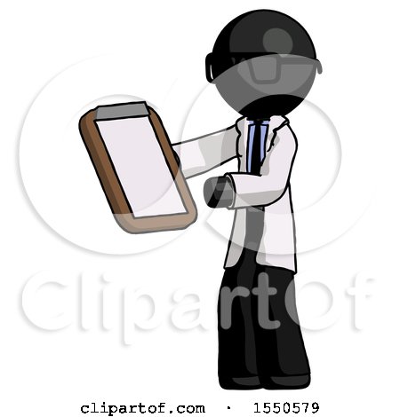 Black Doctor Scientist Man Reviewing Stuff on Clipboard by Leo Blanchette