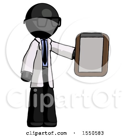 Black Doctor Scientist Man Showing Clipboard to Viewer by Leo Blanchette