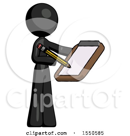 Black Design Mascot Woman Using Clipboard and Pencil by Leo Blanchette