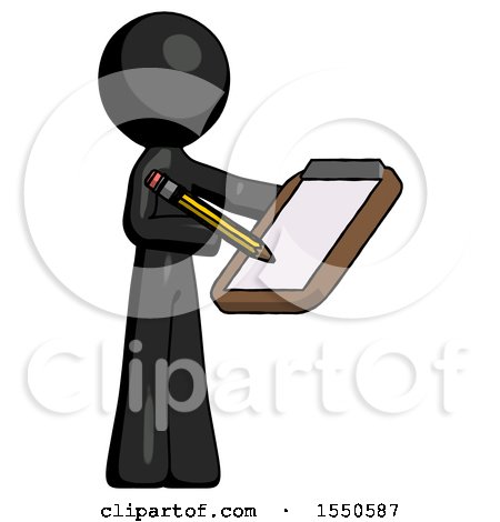 Black Design Mascot Man Using Clipboard and Pencil by Leo Blanchette