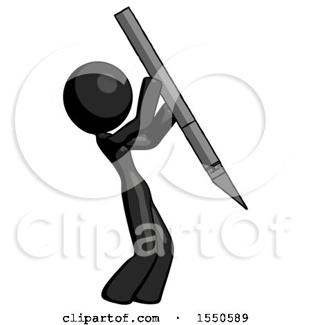 Black Design Mascot Woman Stabbing or Cutting with Scalpel by Leo Blanchette
