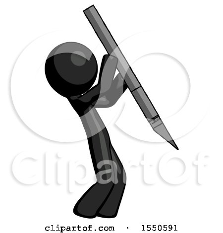 Black Design Mascot Man Stabbing or Cutting with Scalpel by Leo Blanchette
