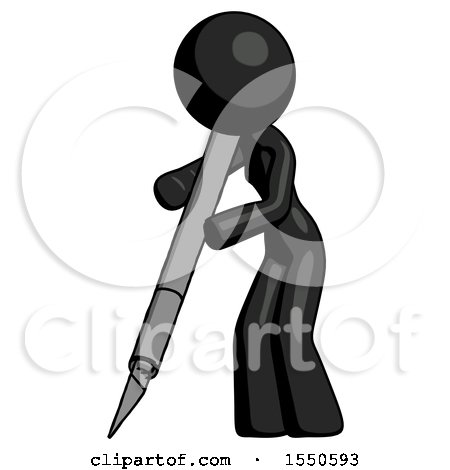 Black Design Mascot Woman Cutting with Large Scalpel by Leo Blanchette