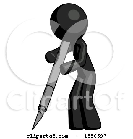 Black Design Mascot Man Cutting with Large Scalpel by Leo Blanchette