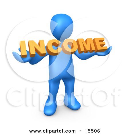 Blue Person Holding An Orange Income Sign Clipart Illustration Image by 3poD
