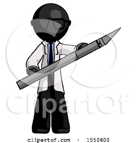 Black Doctor Scientist Man Holding Large Scalpel by Leo Blanchette