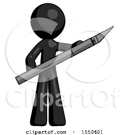 Black Design Mascot Man Holding Large Scalpel by Leo Blanchette