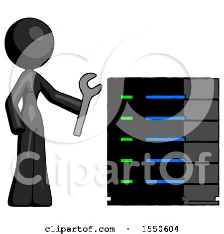 Black Design Mascot Woman Server Administrator Doing Repairs by Leo Blanchette