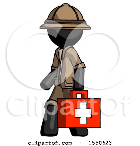Black Explorer Ranger Man Walking with Medical Aid Briefcase to Left by Leo Blanchette