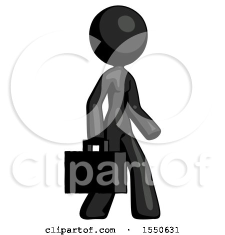 Black Design Mascot Woman Walking with Briefcase to the Right by Leo Blanchette