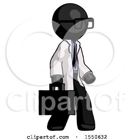 Black Doctor Scientist Man Walking with Briefcase to the Right by Leo Blanchette