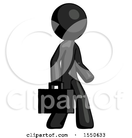 Black Design Mascot Man Walking with Briefcase to the Right by Leo Blanchette