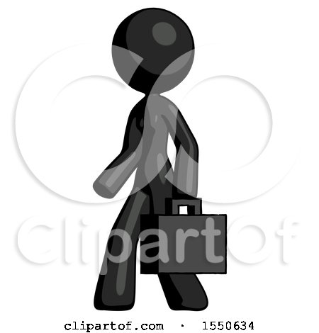 Black Design Mascot Woman Man Walking with Briefcase to the Left by Leo Blanchette