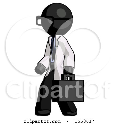 Black Doctor Scientist Man Walking with Briefcase to the Left by Leo Blanchette
