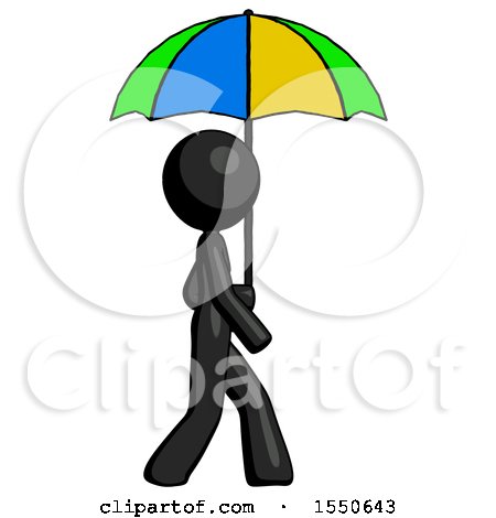 Black Design Mascot Woman Walking with Colored Umbrella by Leo Blanchette
