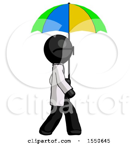 Black Doctor Scientist Man Walking with Colored Umbrella by Leo Blanchette