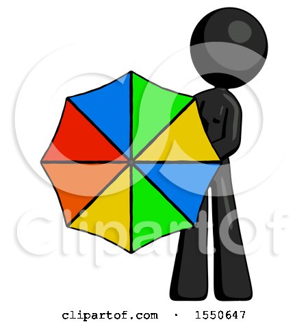 Black Design Mascot Woman Holding Rainbow Umbrella out to Viewer by Leo Blanchette